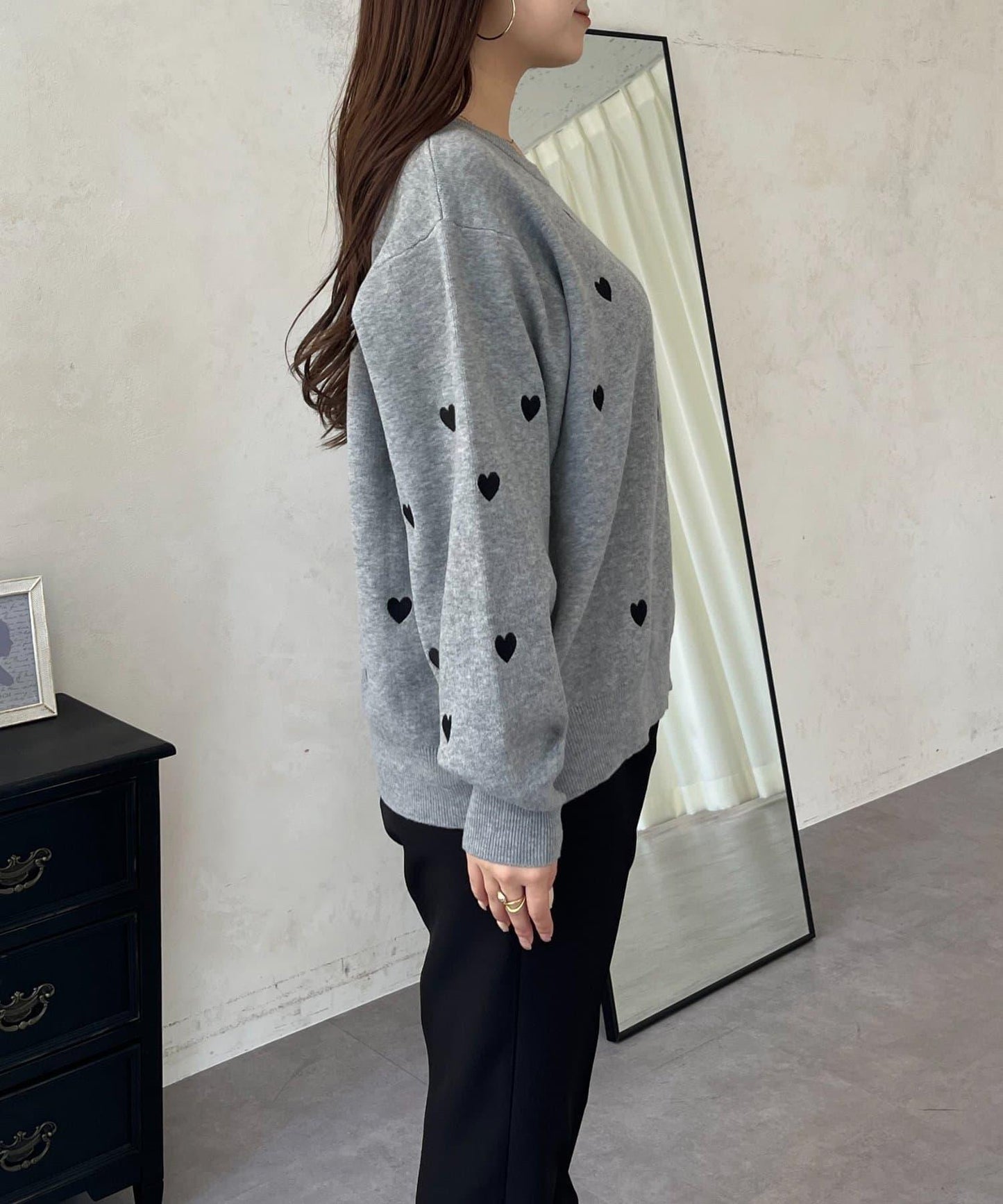 愛心刺繡衛衣風針織衫