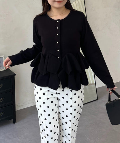 下襬荷葉邊針織開衫