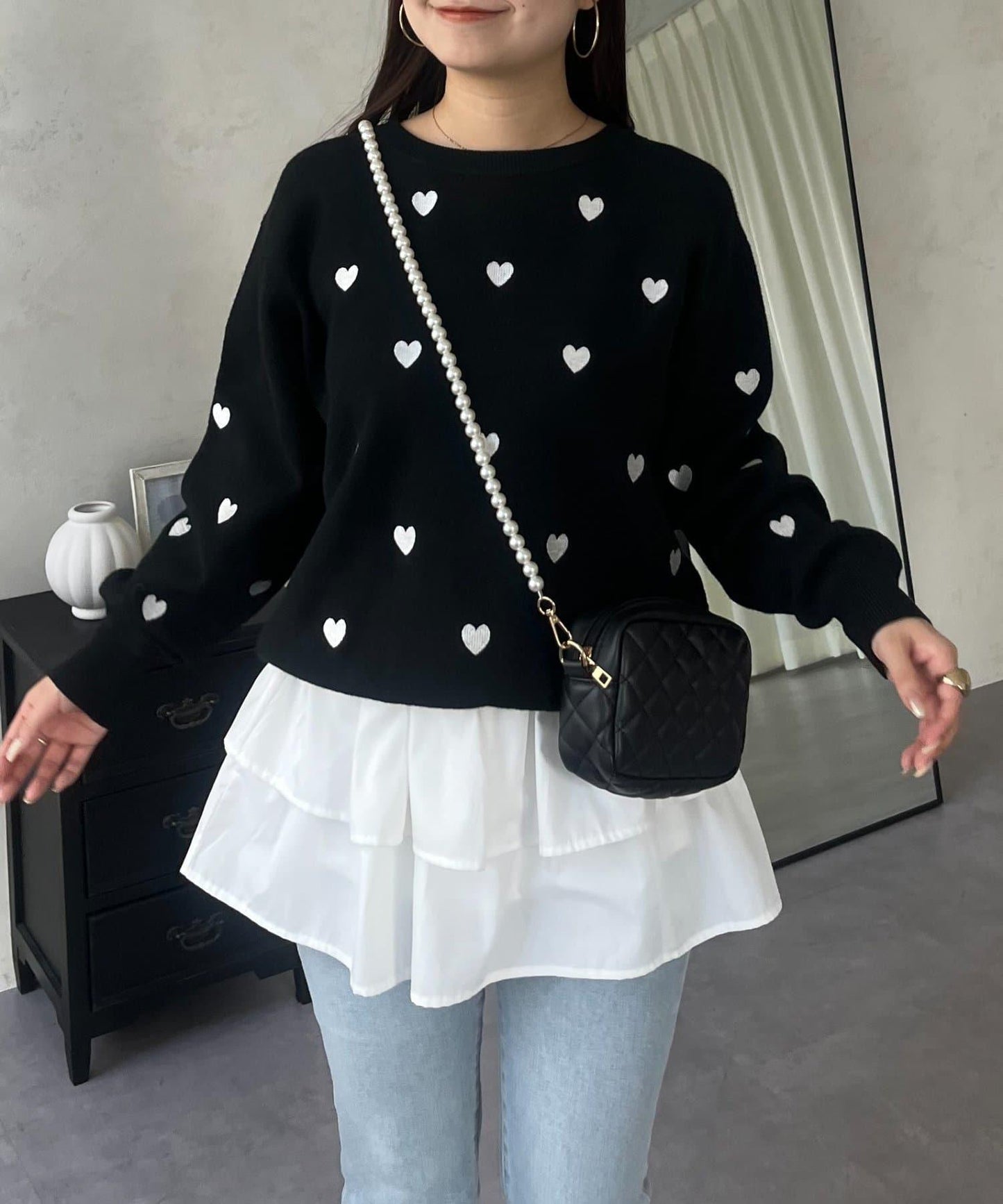 愛心刺繡衛衣風針織衫
