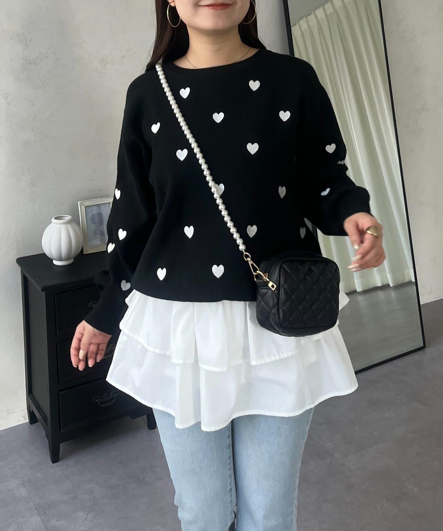 愛心刺繡衛衣風針織衫