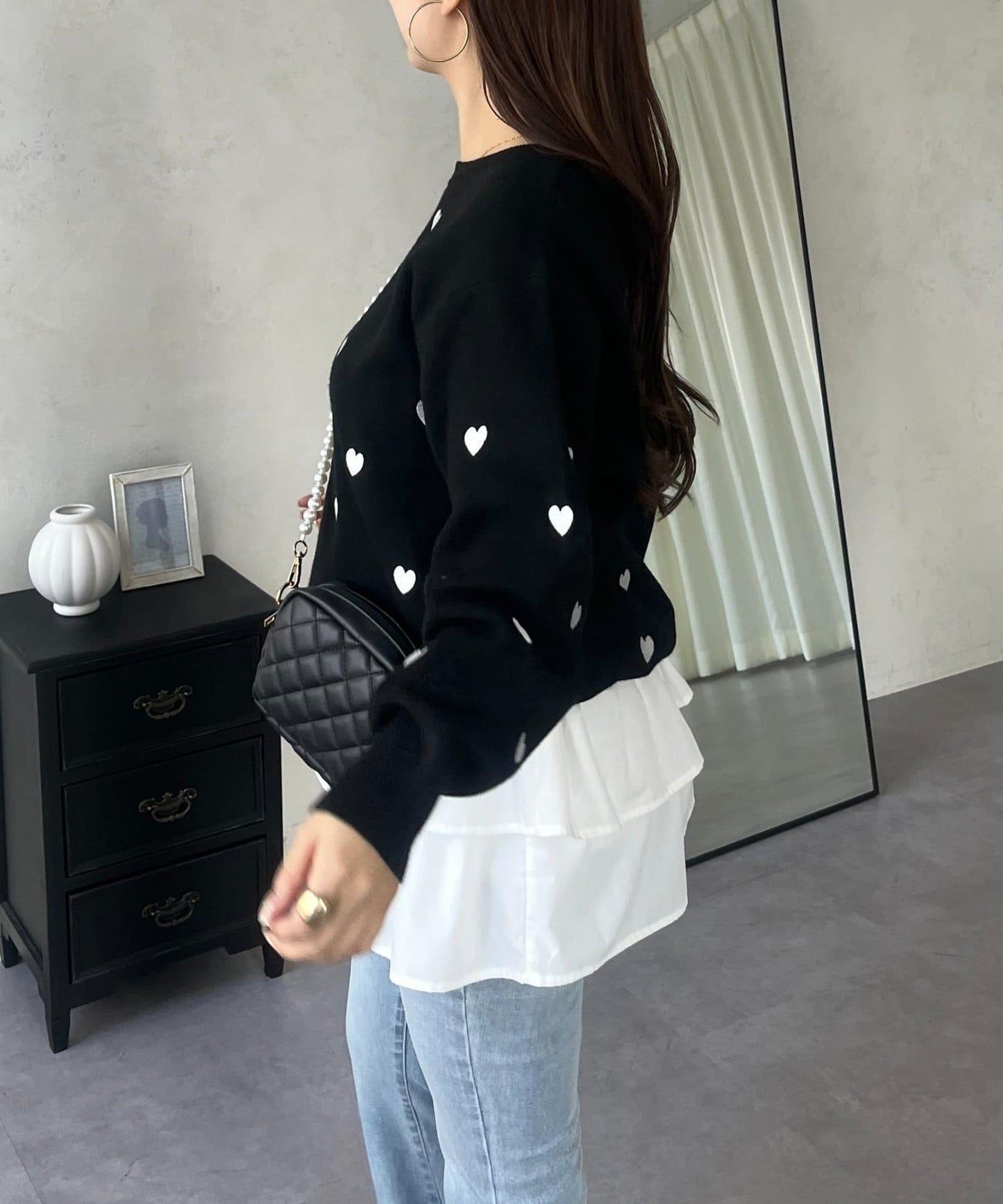 愛心刺繡衛衣風針織衫