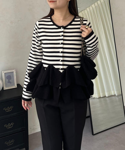 下襬荷葉邊針織開衫