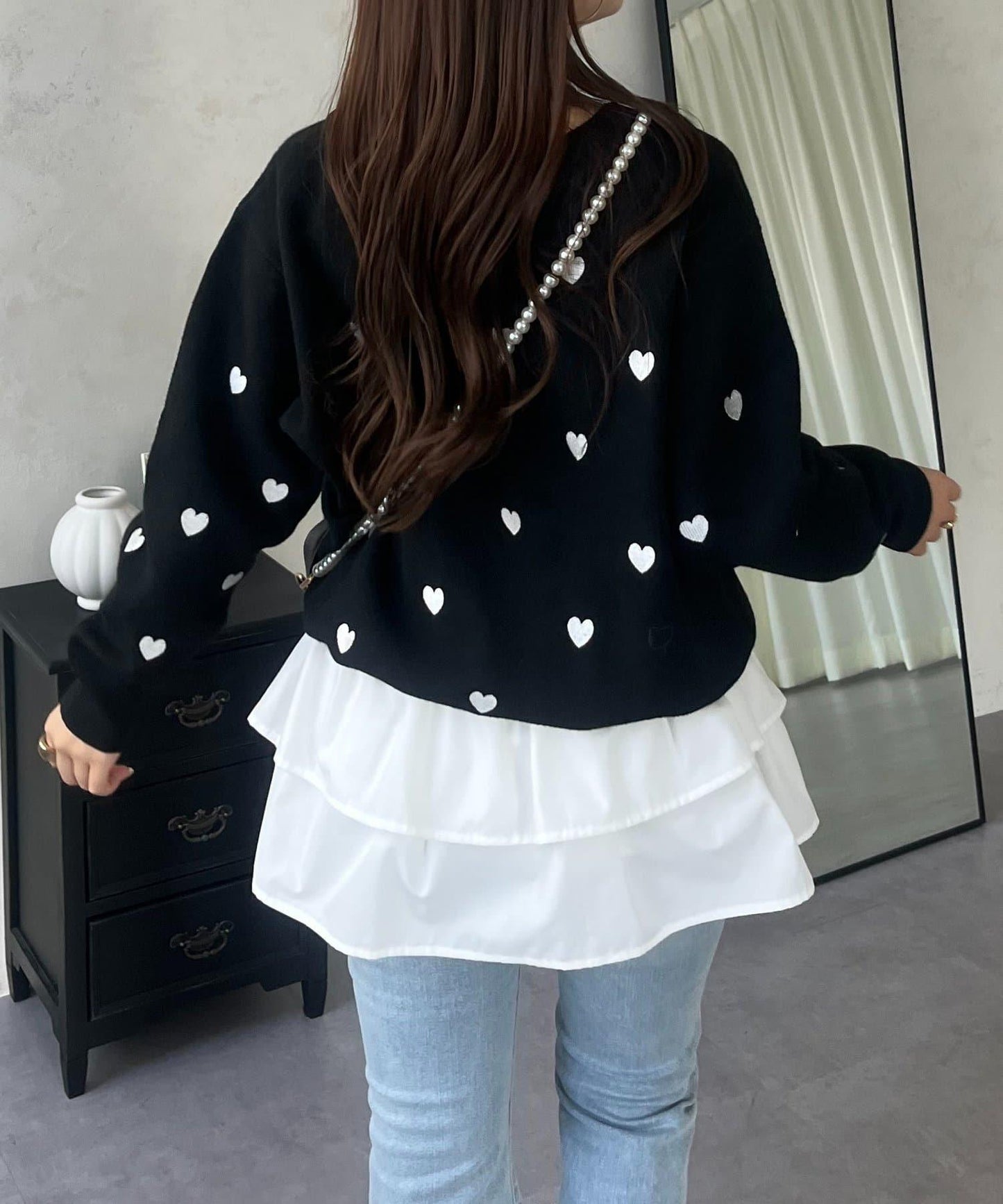 愛心刺繡衛衣風針織衫