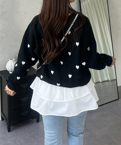 愛心刺繡衛衣風針織衫