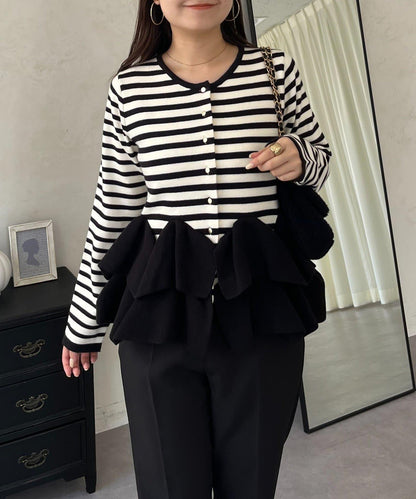 下襬荷葉邊針織開衫