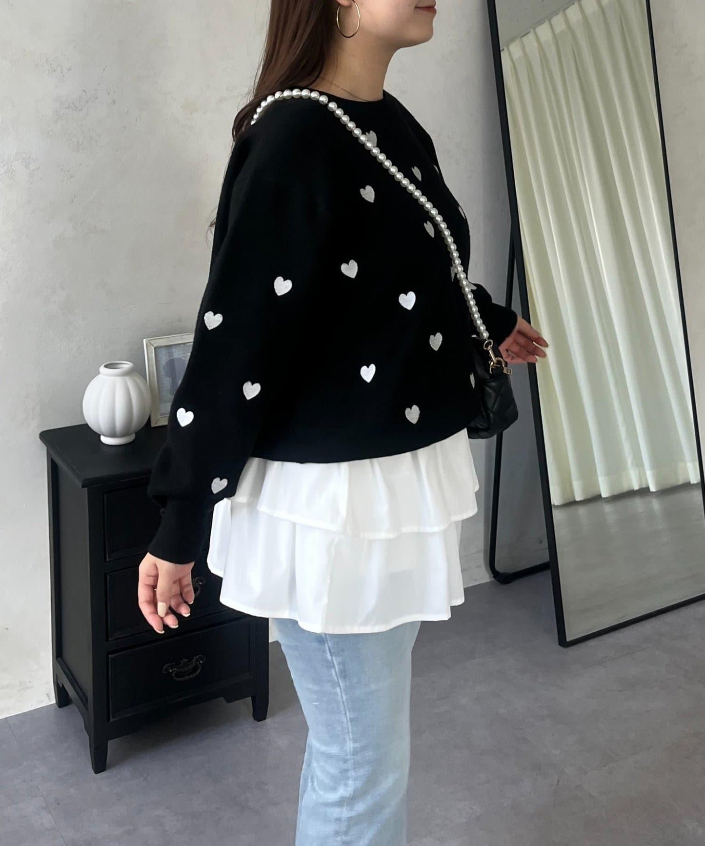 愛心刺繡衛衣風針織衫