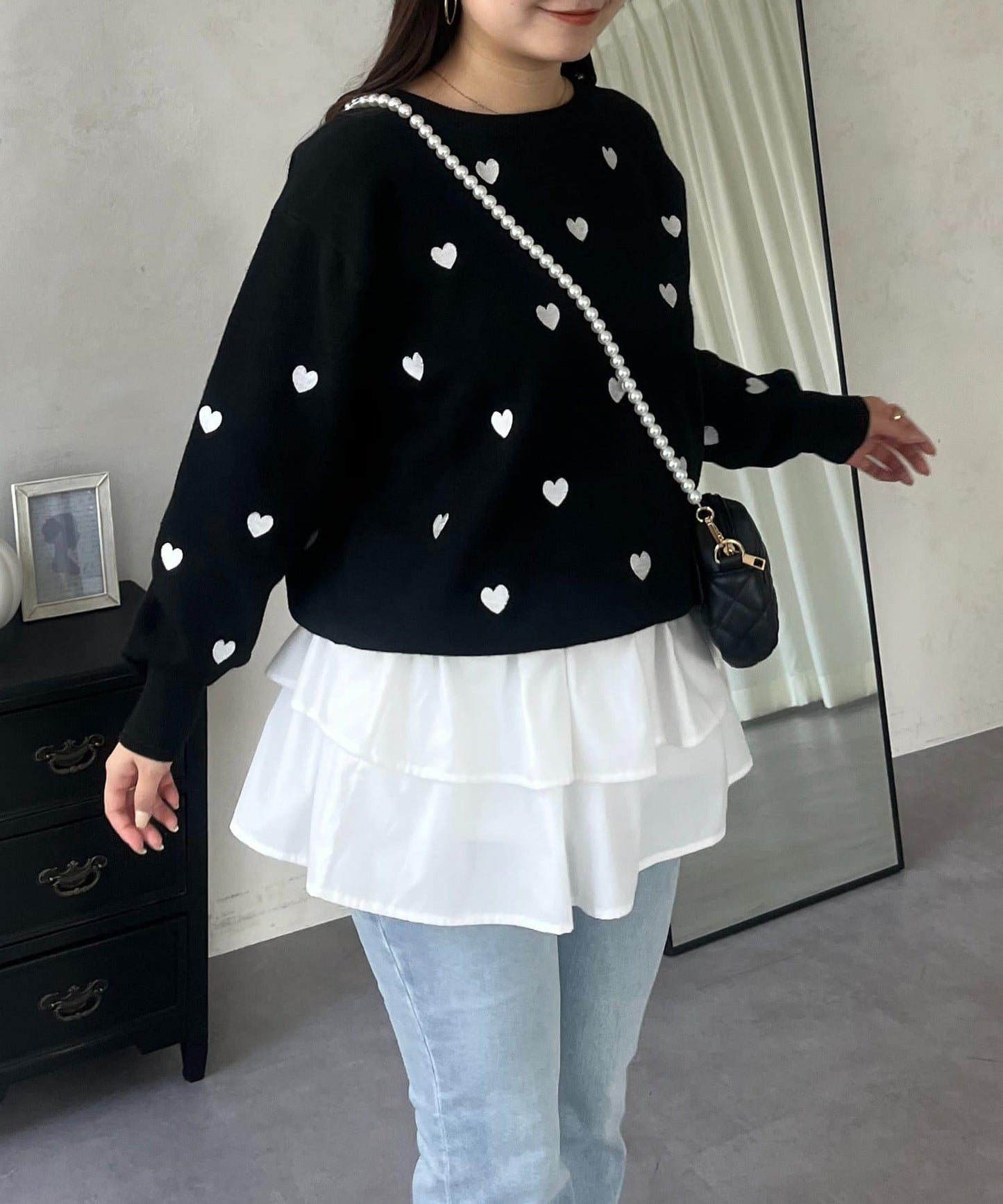 愛心刺繡衛衣風針織衫