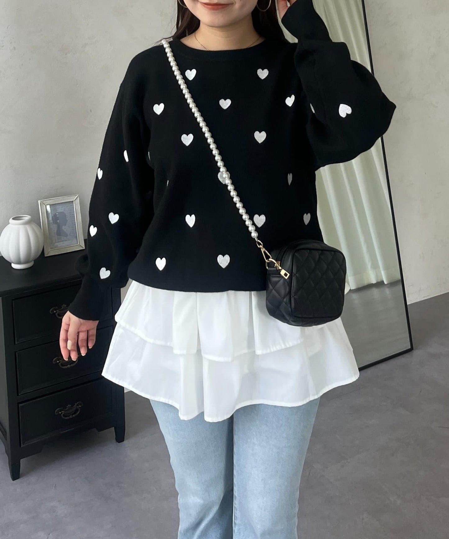 愛心刺繡衛衣風針織衫