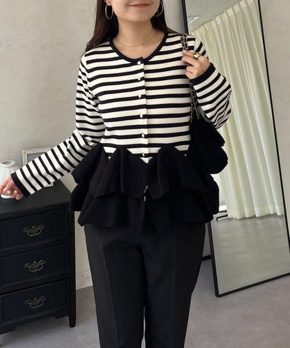 下襬荷葉邊針織開衫