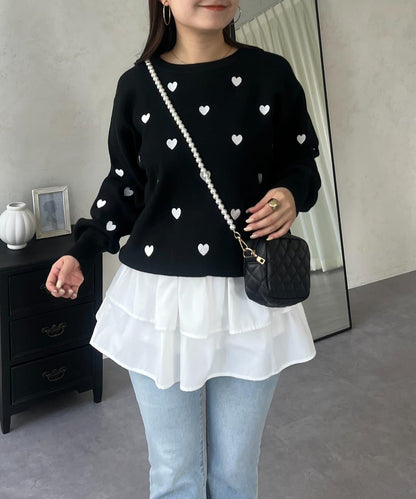 愛心刺繡衛衣風針織衫