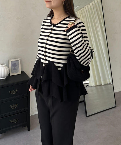 下襬荷葉邊針織開衫