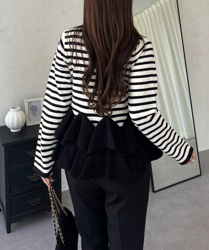 下襬荷葉邊針織開衫