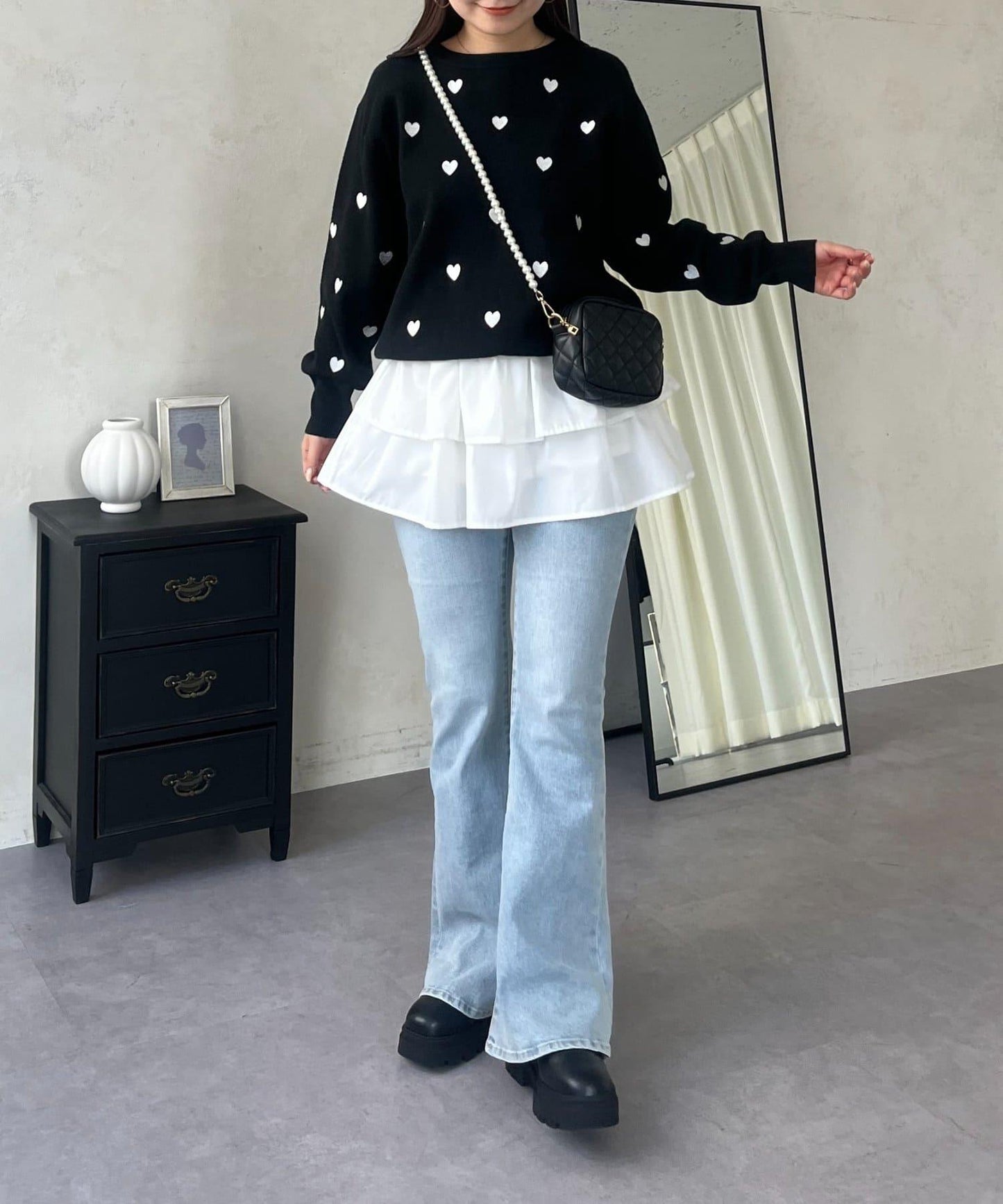 愛心刺繡衛衣風針織衫