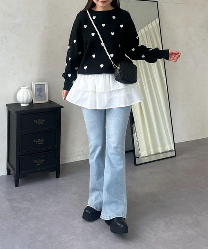 愛心刺繡衛衣風針織衫