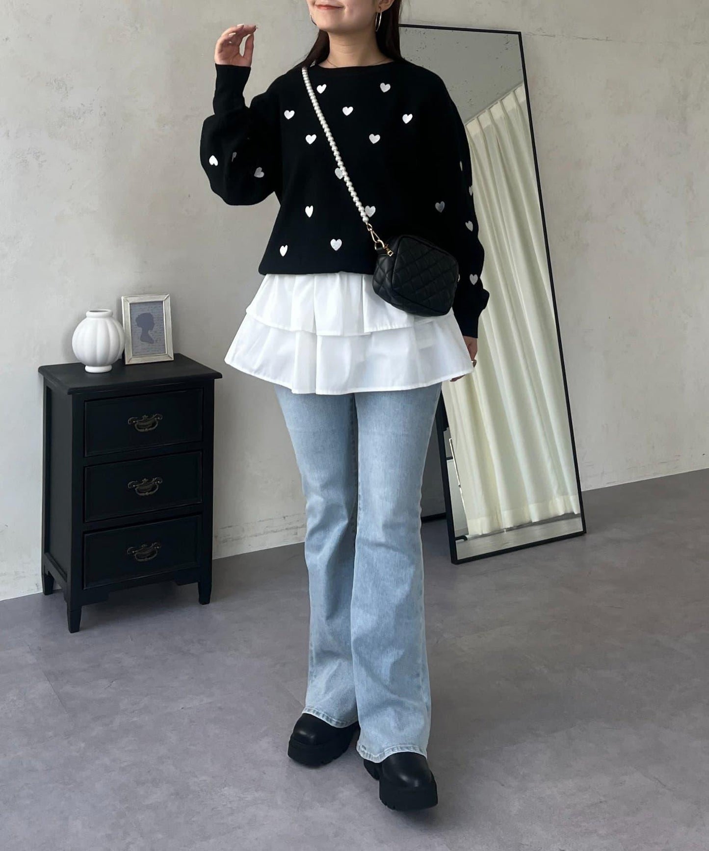 愛心刺繡衛衣風針織衫