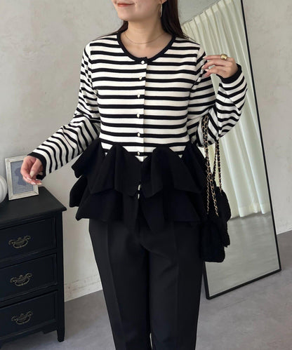 下襬荷葉邊針織開衫