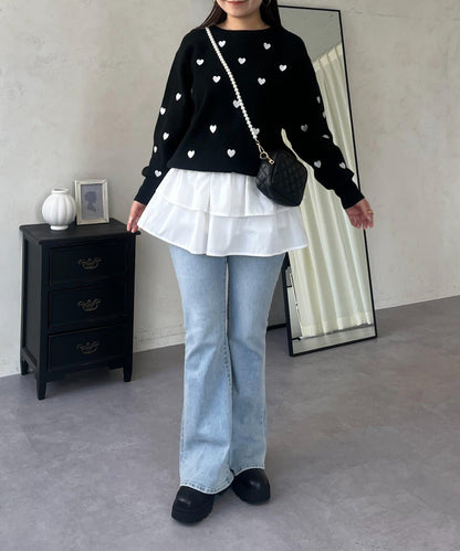 愛心刺繡衛衣風針織衫