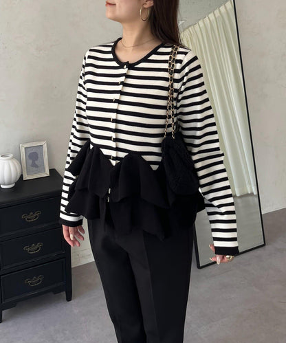 下襬荷葉邊針織開衫