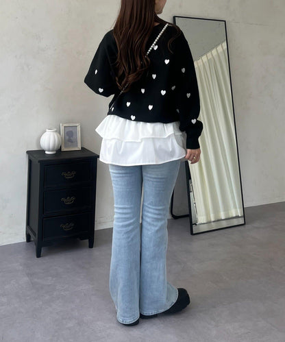 愛心刺繡衛衣風針織衫