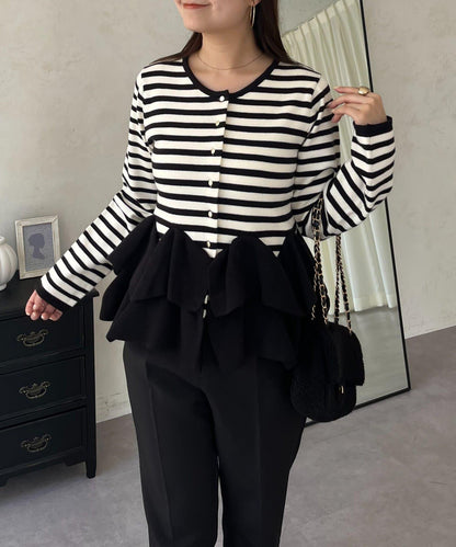 下襬荷葉邊針織開衫