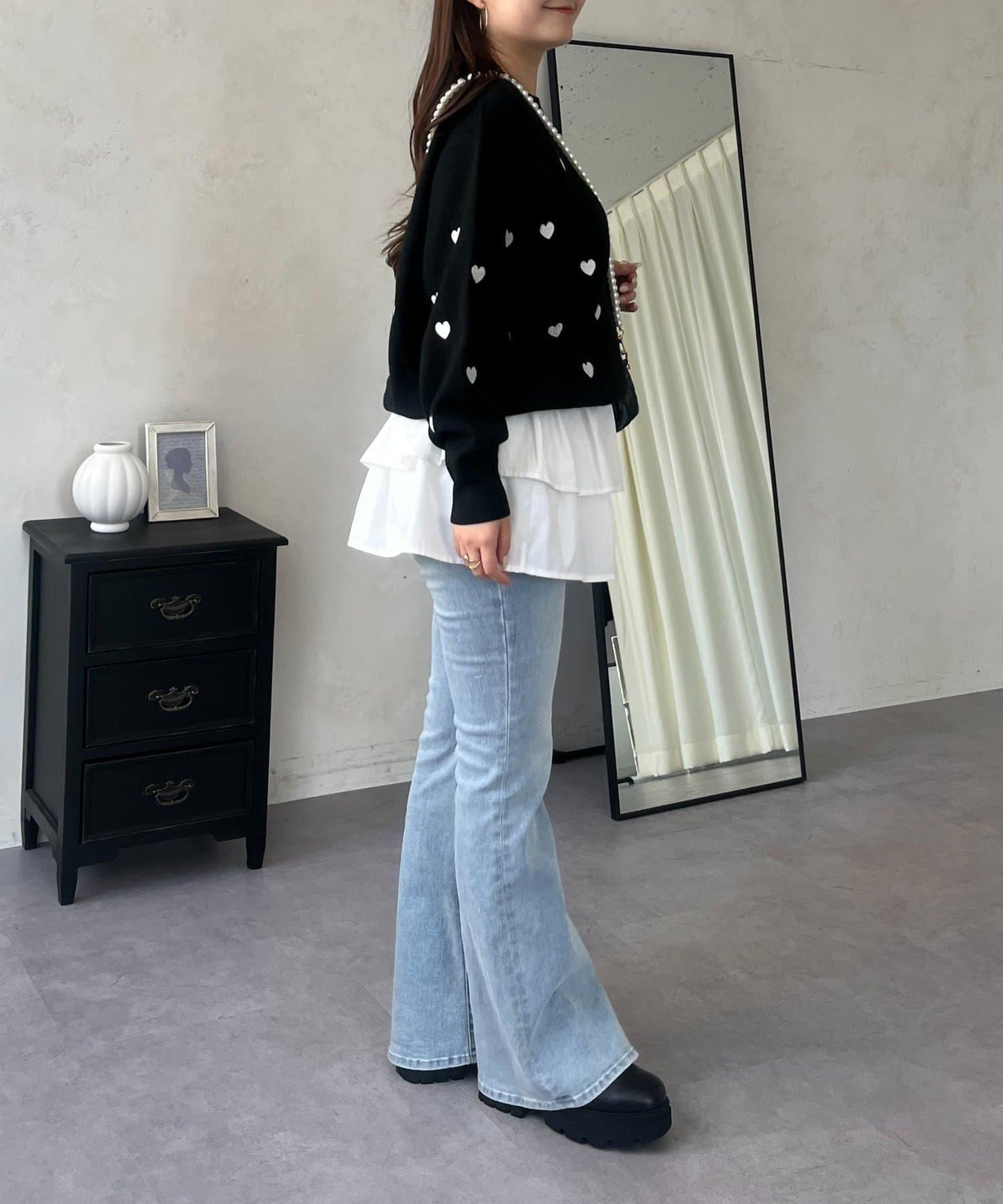 愛心刺繡衛衣風針織衫