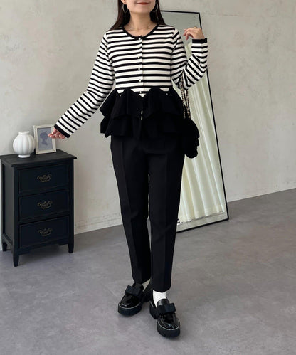 下襬荷葉邊針織開衫