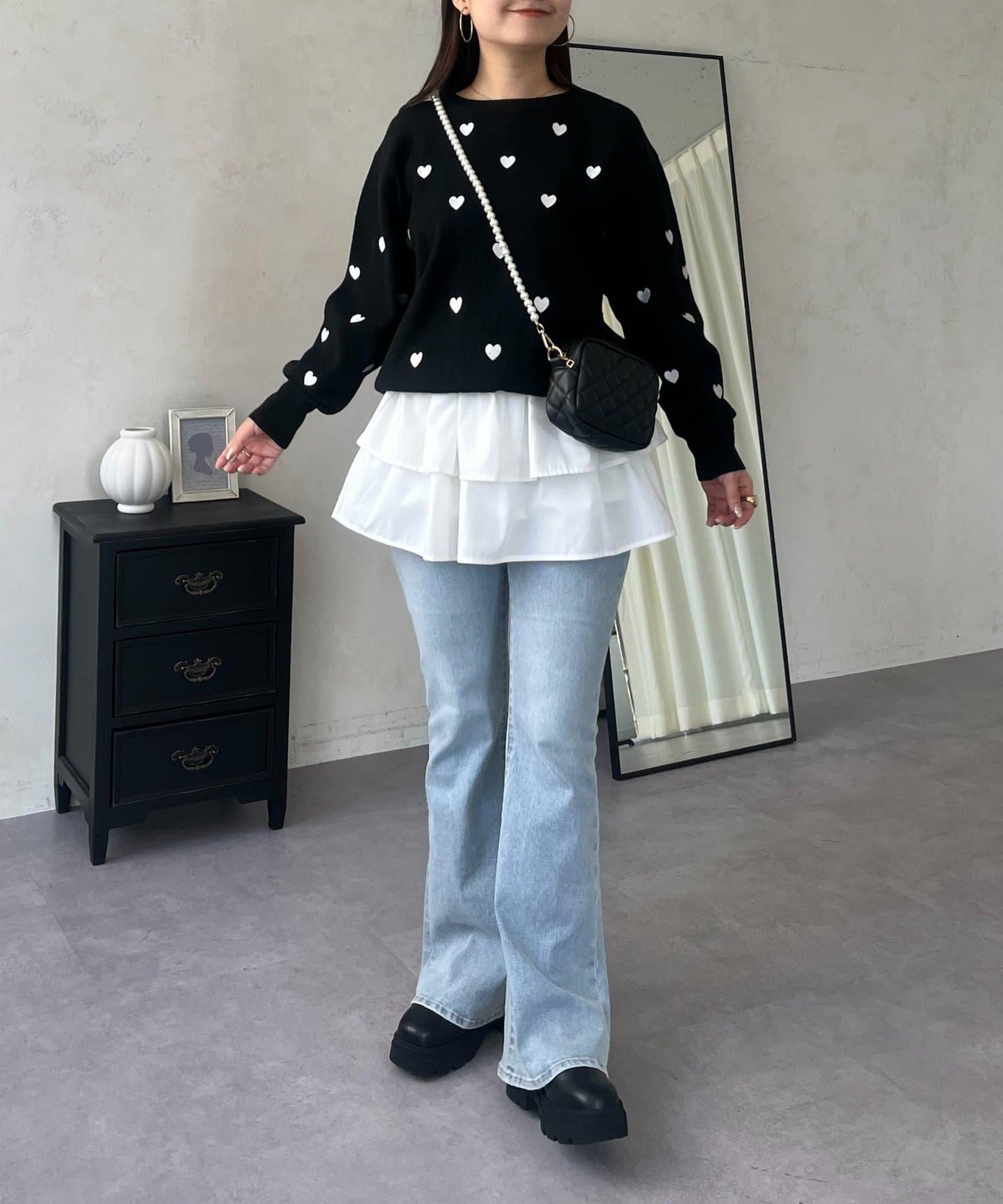 愛心刺繡衛衣風針織衫