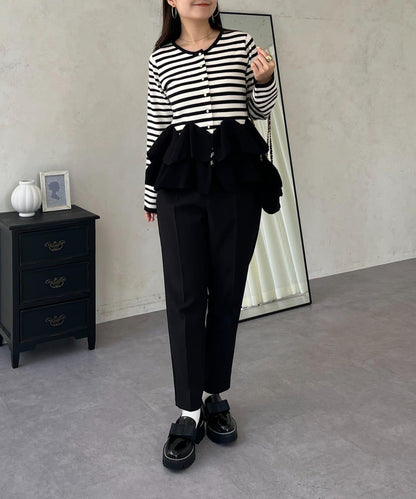 下襬荷葉邊針織開衫