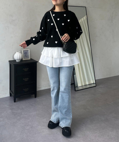 愛心刺繡衛衣風針織衫