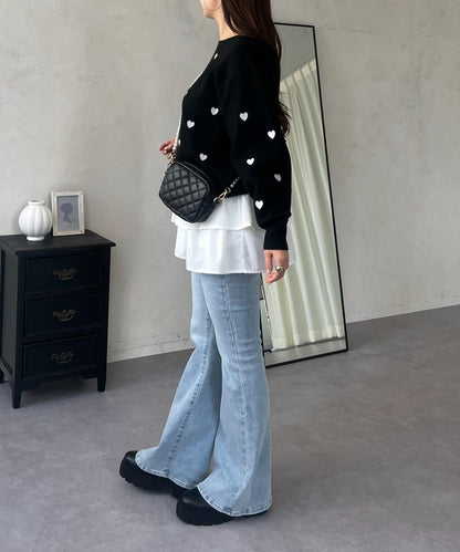 愛心刺繡衛衣風針織衫