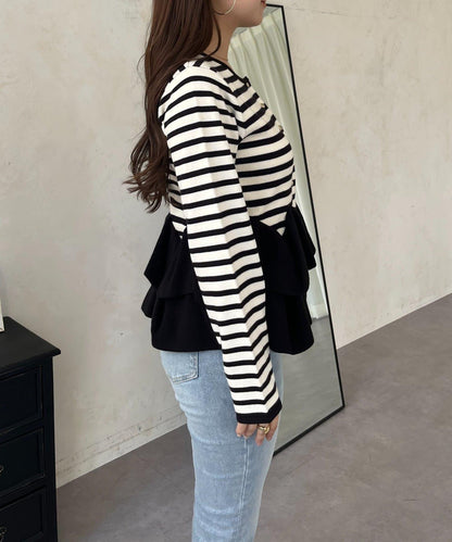 下襬荷葉邊針織開衫