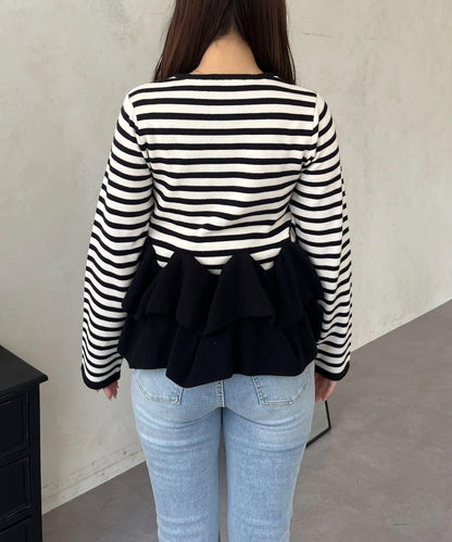 下襬荷葉邊針織開衫