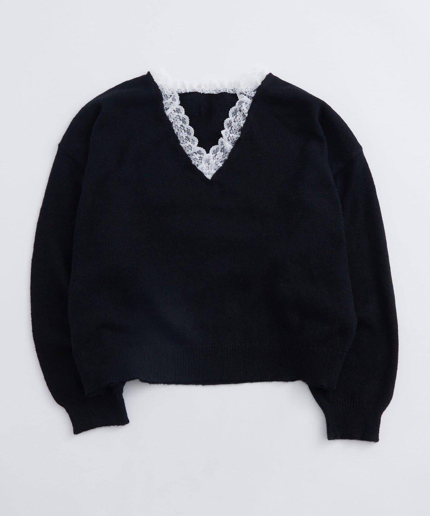 蕾絲V領針織衫