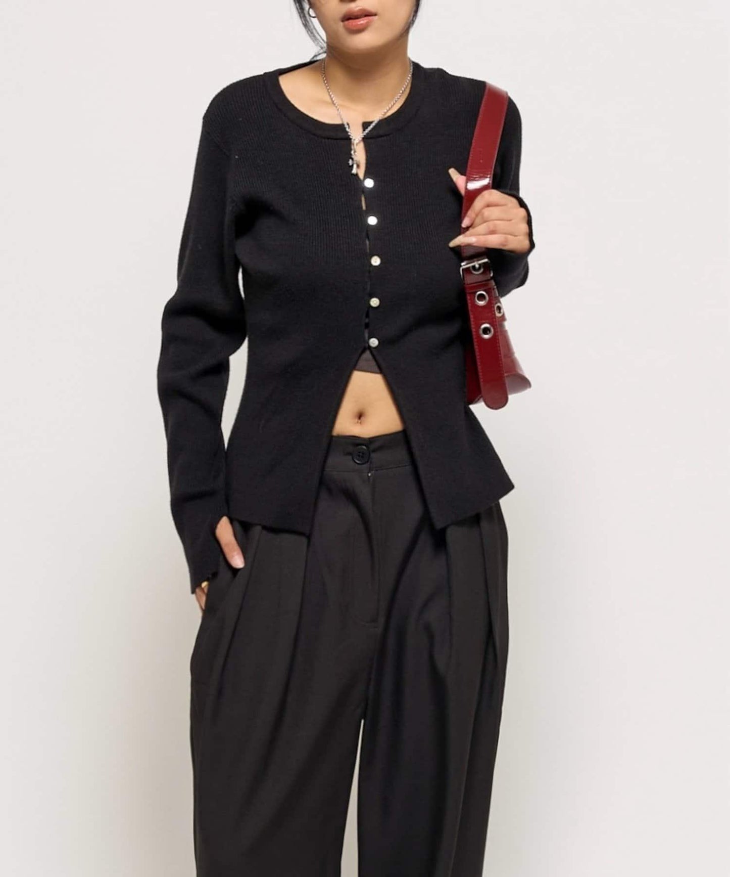 羅紋針織修身開衫