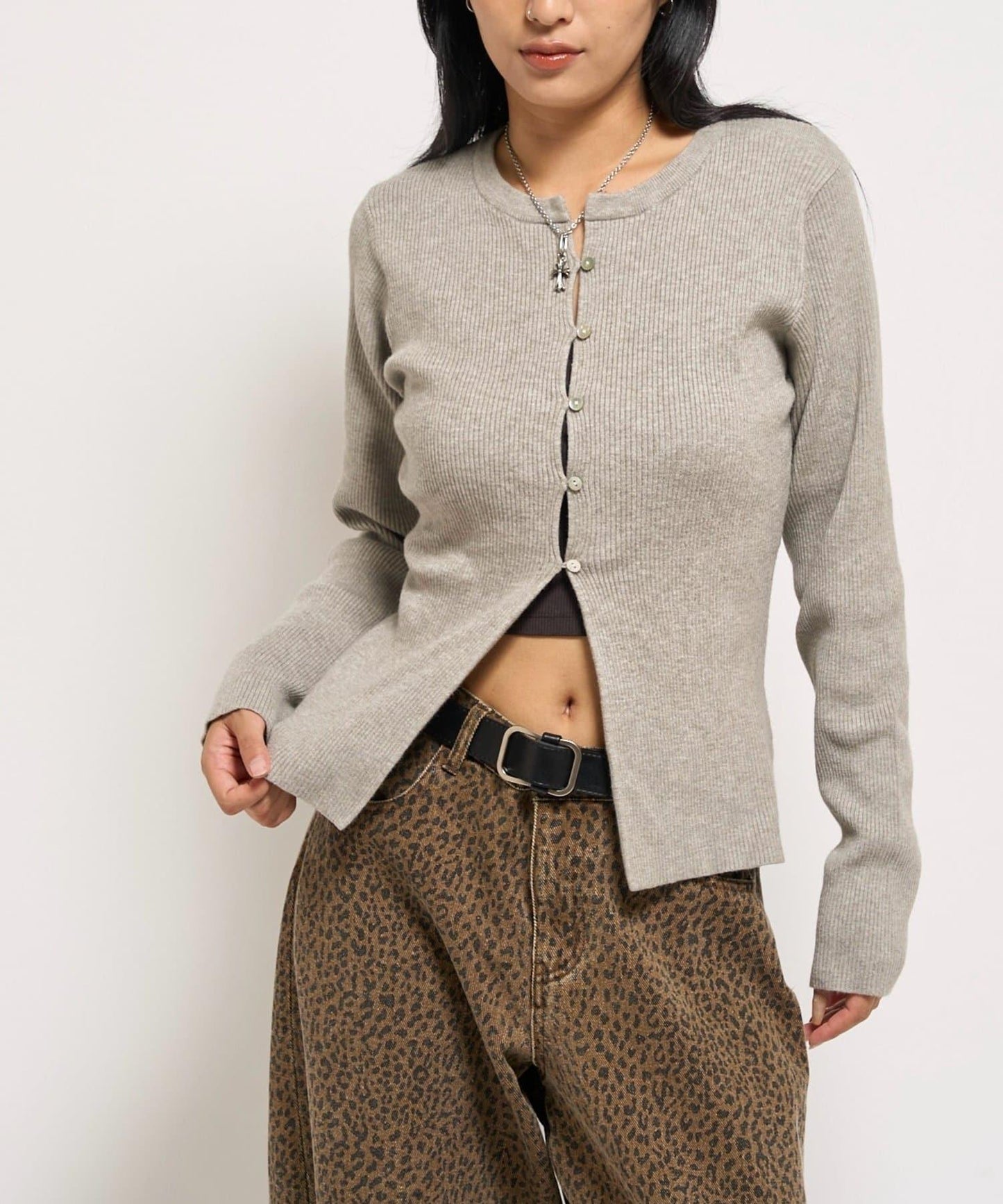 羅紋針織修身開衫