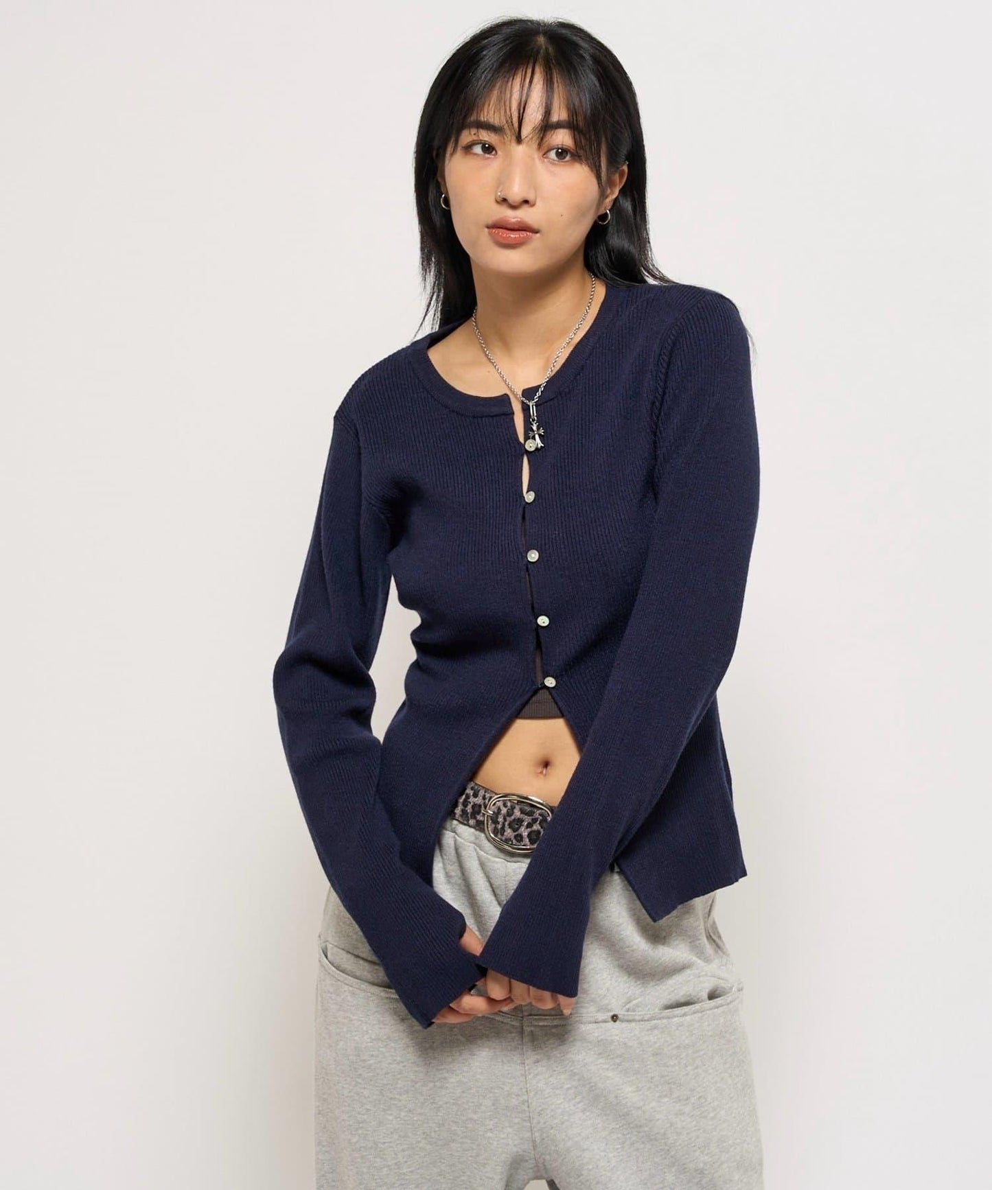 羅紋針織修身開衫