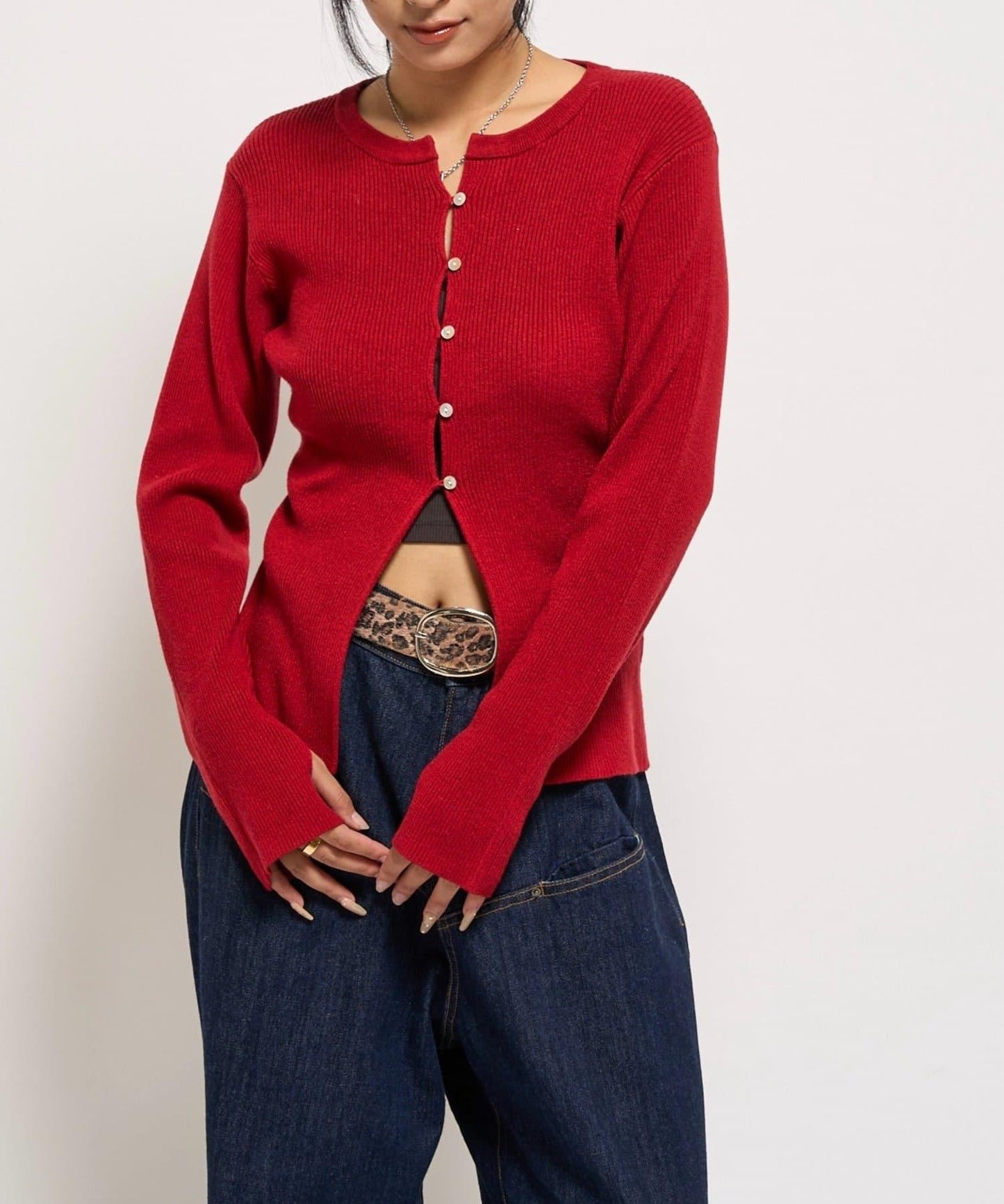 羅紋針織修身開衫