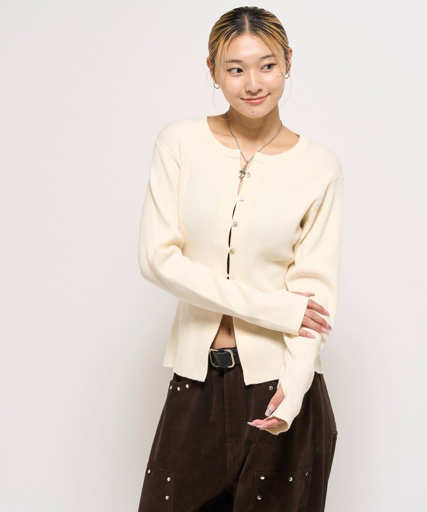 羅紋針織修身開衫