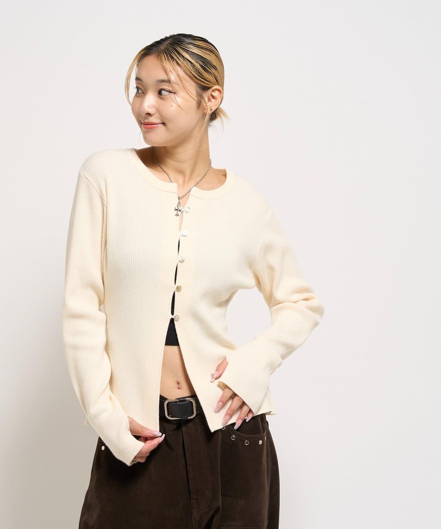 羅紋針織修身開衫