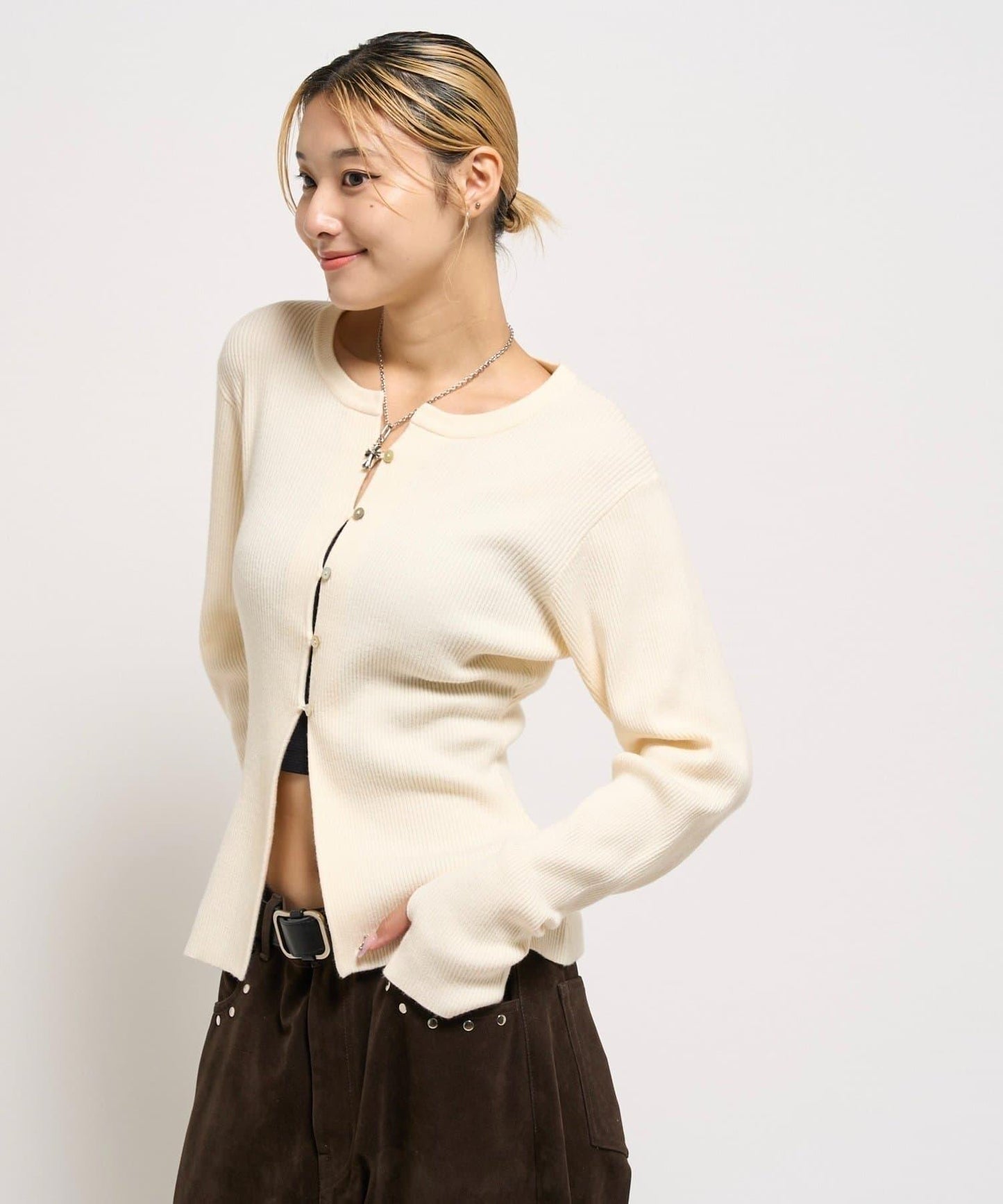 羅紋針織修身開衫