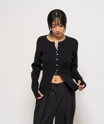 羅紋針織修身開衫