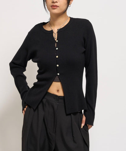 羅紋針織修身開衫