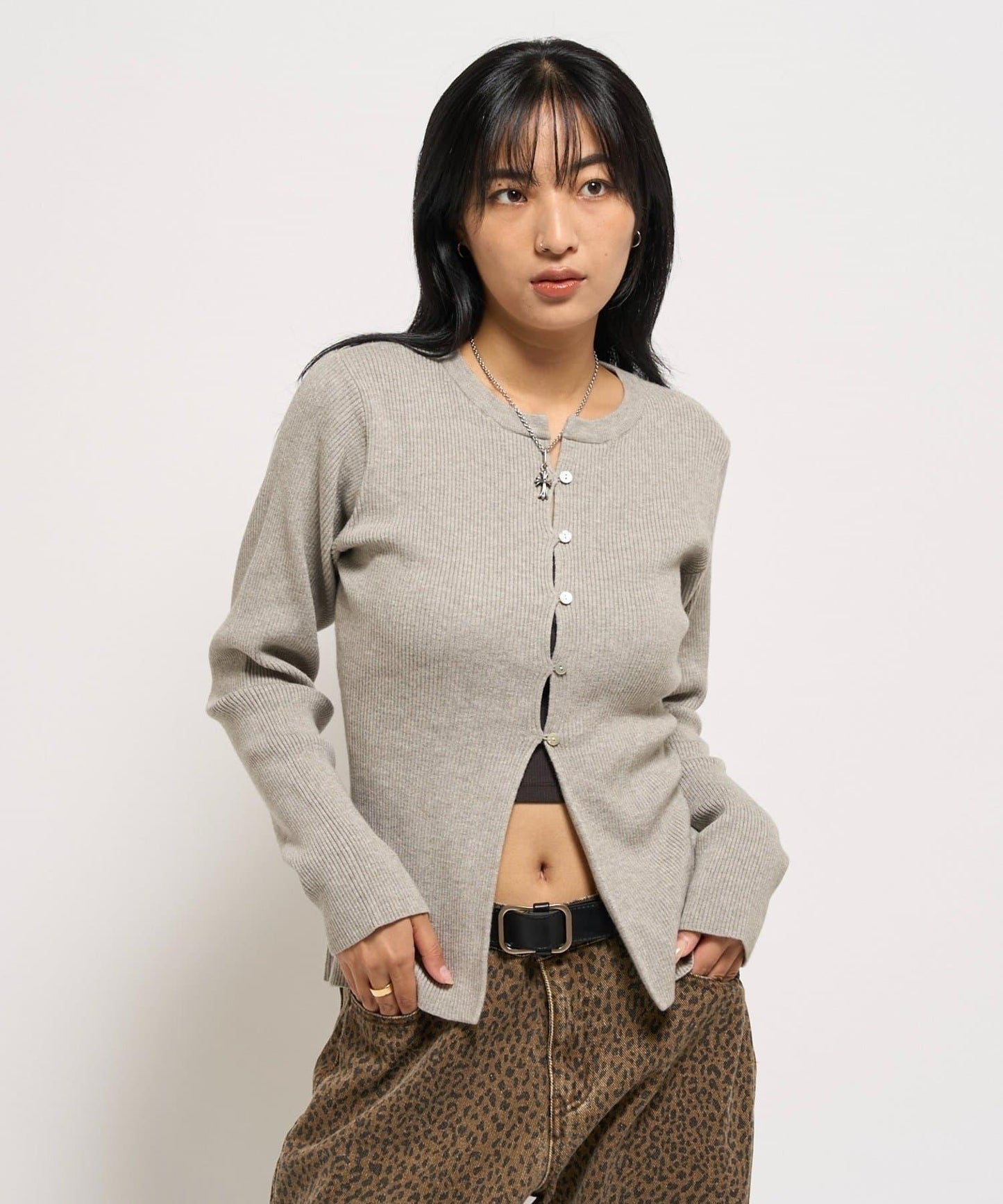 羅紋針織修身開衫