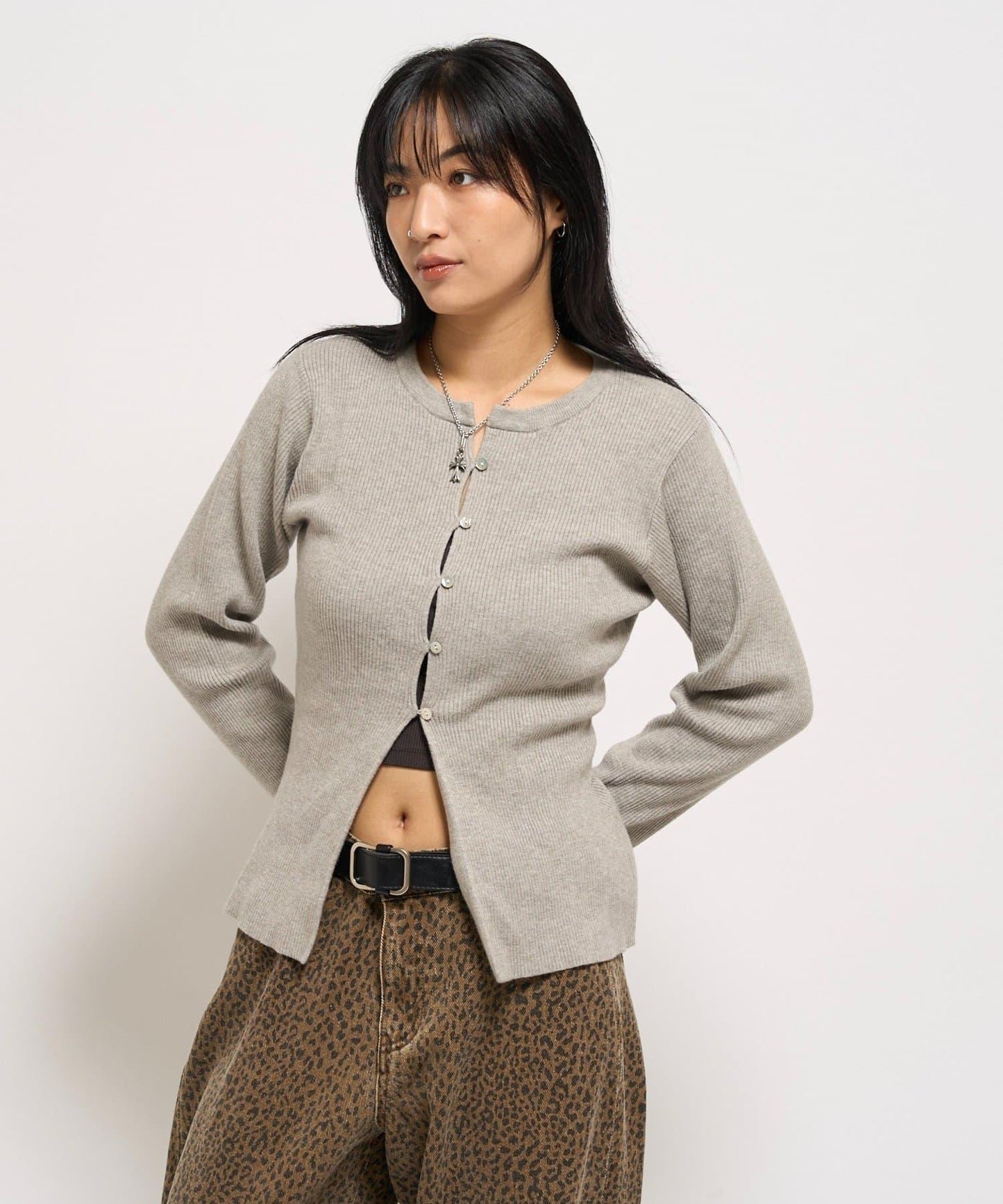 羅紋針織修身開衫