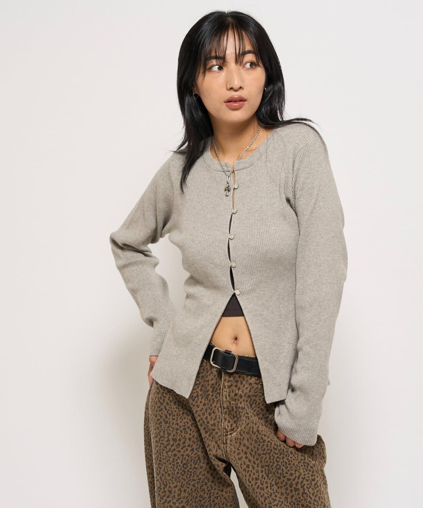 羅紋針織修身開衫