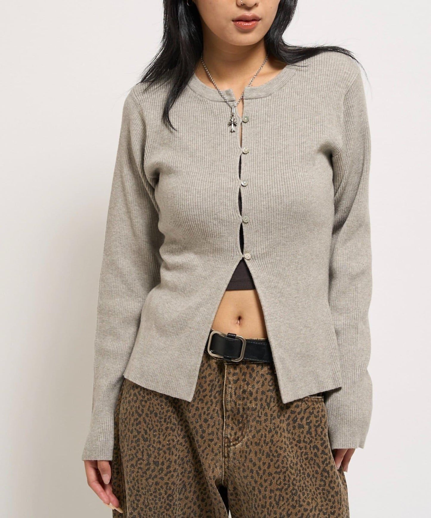 羅紋針織修身開衫