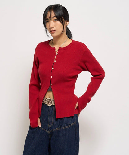 羅紋針織修身開衫