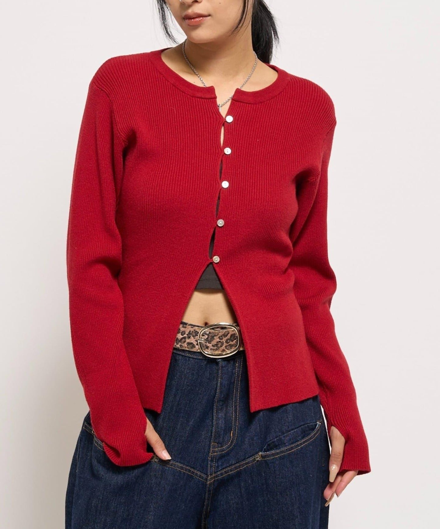 羅紋針織修身開衫