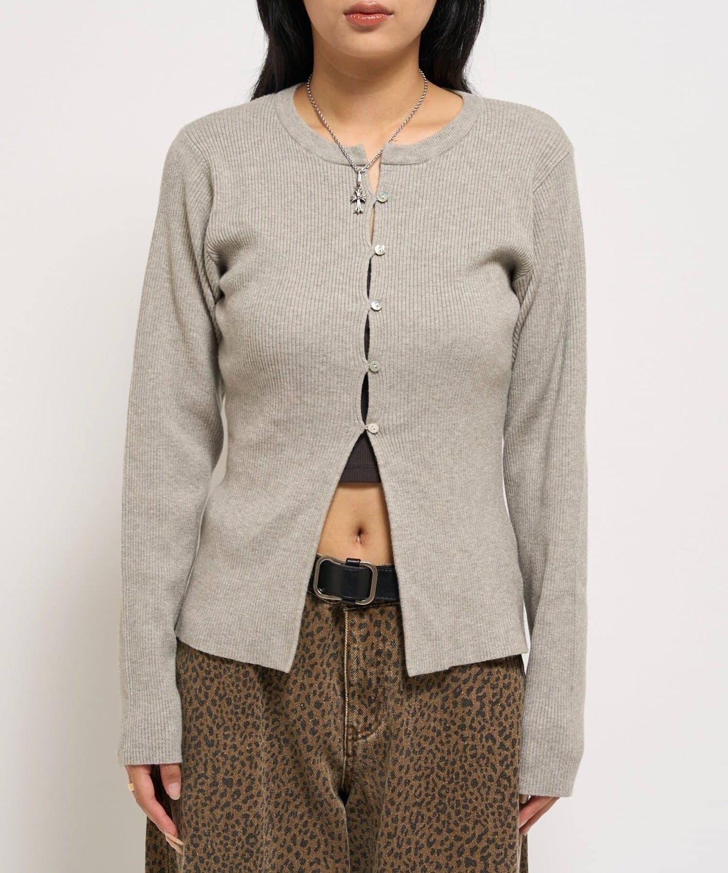 羅紋針織修身開衫