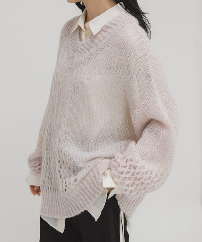 透視亮片針織衫